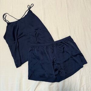 Auden Navy Blue Satin Sleepwear Set